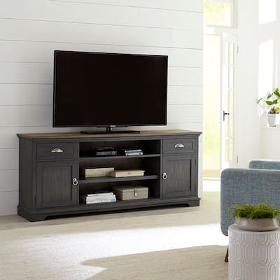 Ocean Isle Slate and Weathered Pine 72 Inch Entertainment TV Stand
