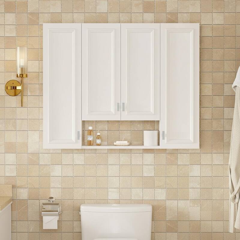 Modern Bathroom Cabinet with 5 Adjustable Shelves, Wall-Mounted Medicine Cabinet