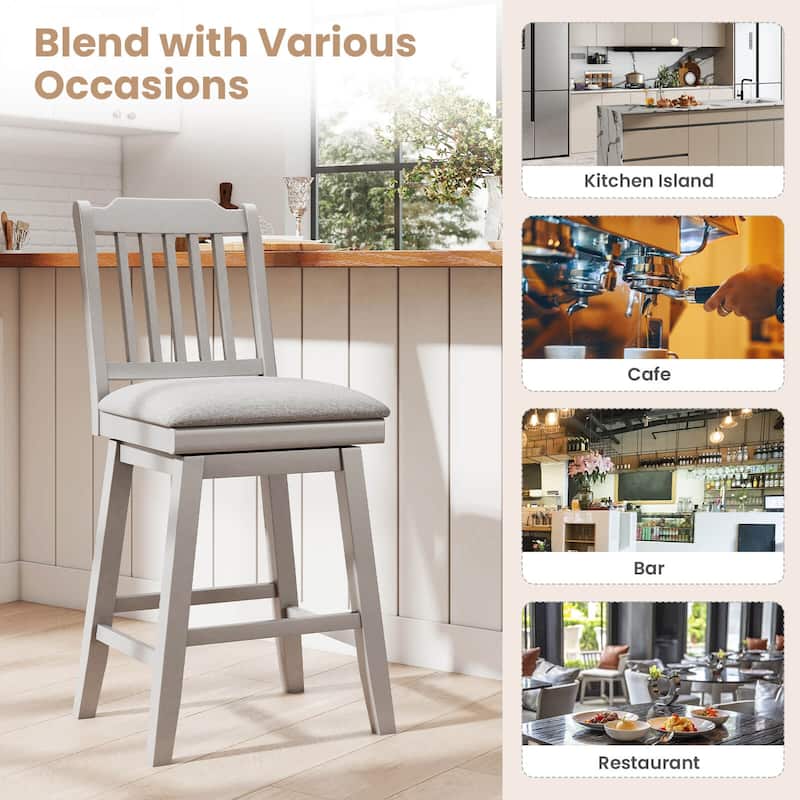 Costway 25" Counter Height Bar Stools Set of 2/4 with Slatted Back - See Details