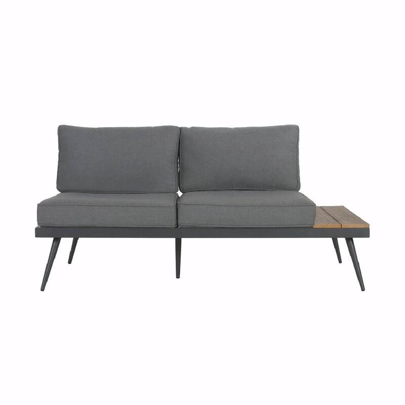 Mid-Century Modern Outdoor Sectional Sofa with Faux Wood Accents