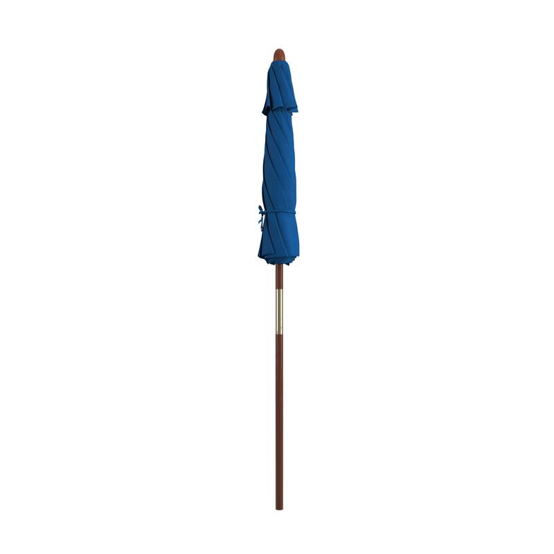 California Umbrella 7.5' Round Marenti Wood Frame Patio Umbrella with Pacifica Fabric, Base Not Included