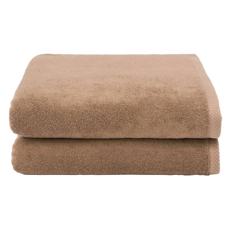 Authentic Hotel and Spa 100% Turkish Cotton Ediree Bath Towels - Set of 2 - Cocoa