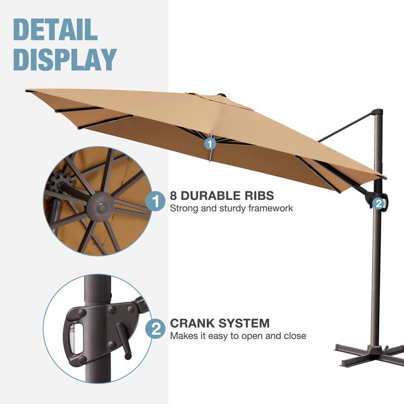VredHom Outdoor Patio 9 FT x 12 FT Cantilever-Offset Umbrella