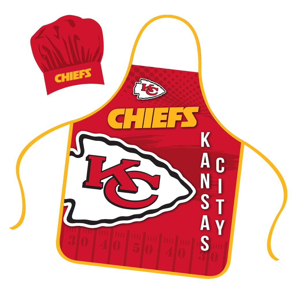 NFL Apron & Chef Hat Set, with Large Team Logo - Kansas City Chiefs - 31" x 25"