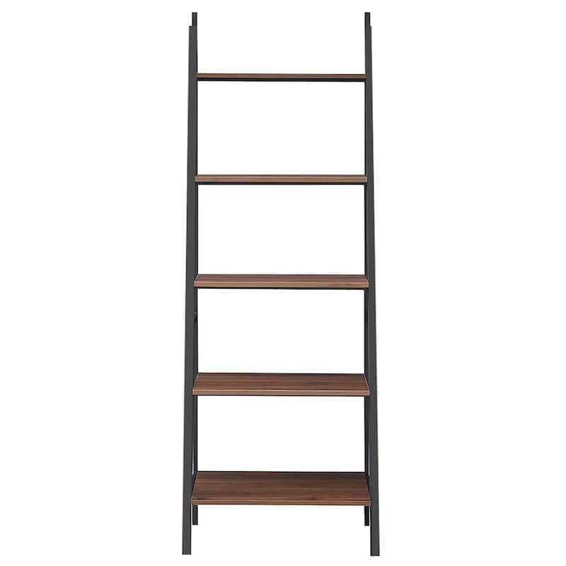 Costway Industrial Ladder Shelf Rustic 5 Tier Leaning Bookshelf Wood - See Details