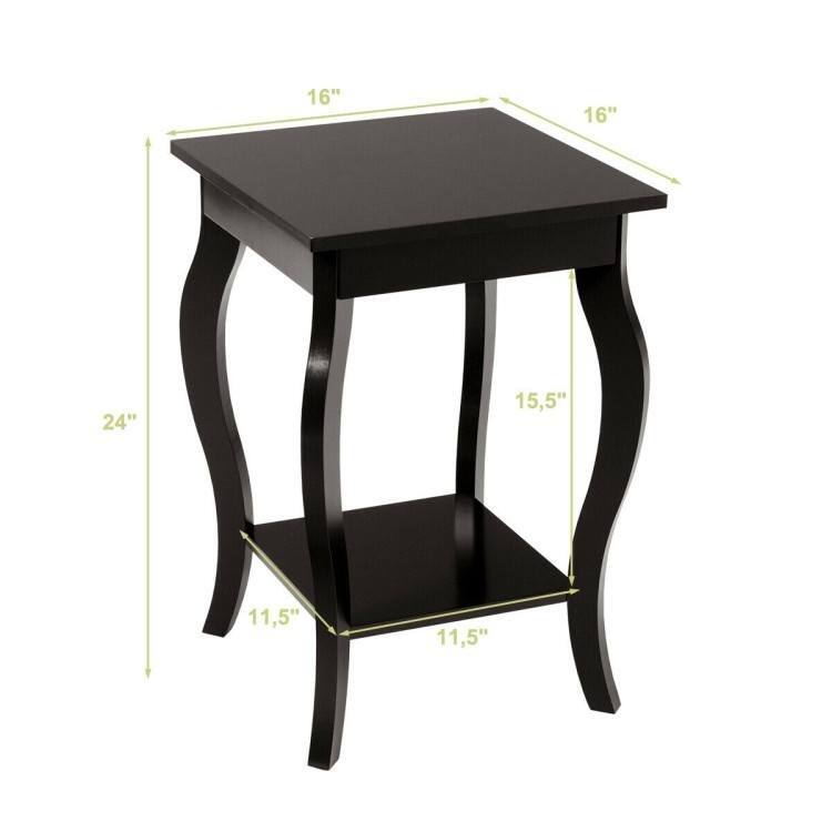 Modern Nightstand End Table Set of 2 with Open Storage
