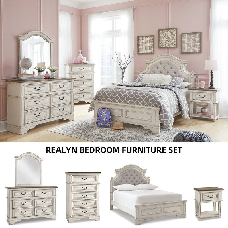 Signature Design by Ashley Nettle Bank 1-drawer Chipped White and Brown Wood Nightstand