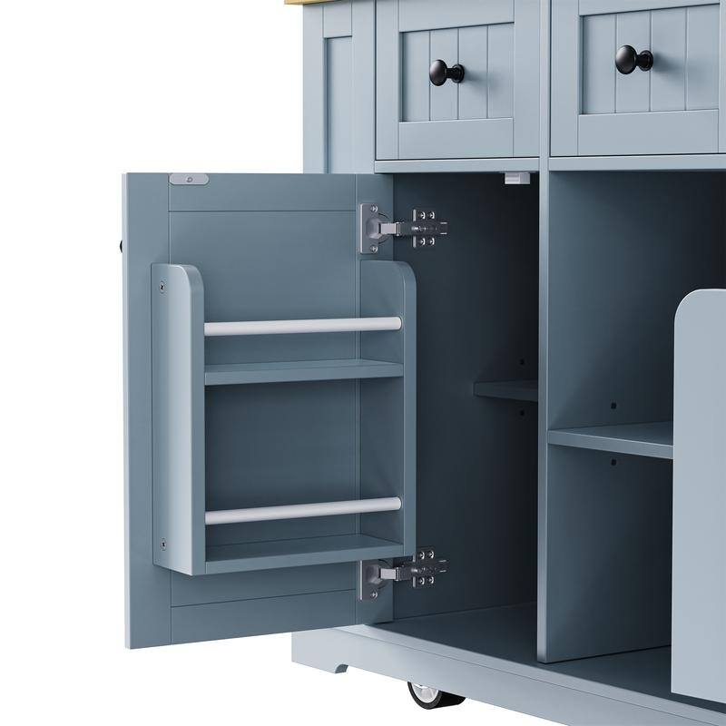 3-Piece/1 Piece Kitchen Island Set with/without 2 Bar Stools, Kitchen Cart on Wheels with 3 Drawers, Drop Leaf & Open Side Racks
