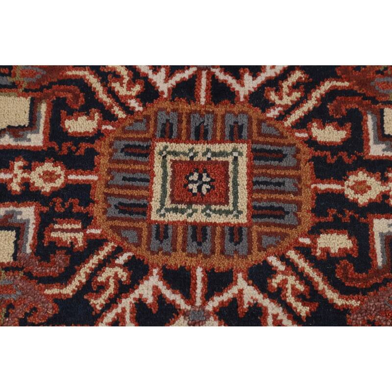 Geometric Heriz Serapi Oriental Area Rug Hand-Knotted Wool Carpet - 7'11" X 9'10"