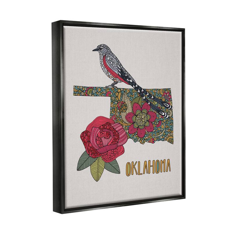 Stupell Oklahoma State Bird & Flower Detailed Floral Pattern Floater Frame, Design by Valentina Harper