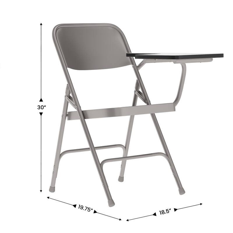 2 Pack Premium Steel Folding Chair with Left Handed Tablet Arm - 19.75"D x 18.5"W x 30"H