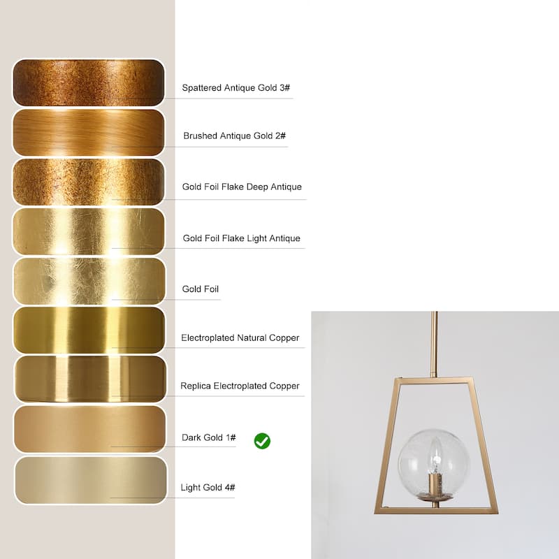 Modern Farmhouse 1-Light Bronze Pendant Abstract Geometric Dimmable Kitchen Island Light with Glass Globe