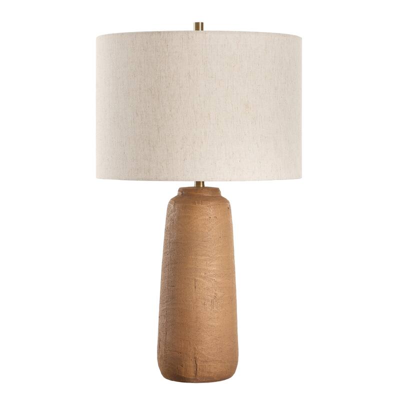 Terracotta Finished Ceramic Table Lamp with Cream Drum Shade - 26" - Brown