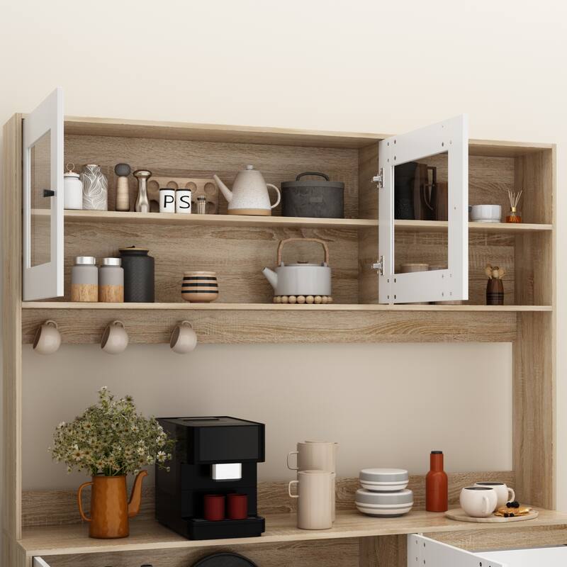 63'' Wide Tempered Glass Door Storage Equipped Sideboards & Buffets