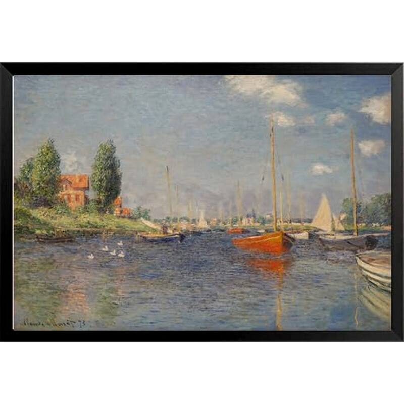 Monet Red Boats Classic Museum Master Framed Poster - 24 x 36 Inch