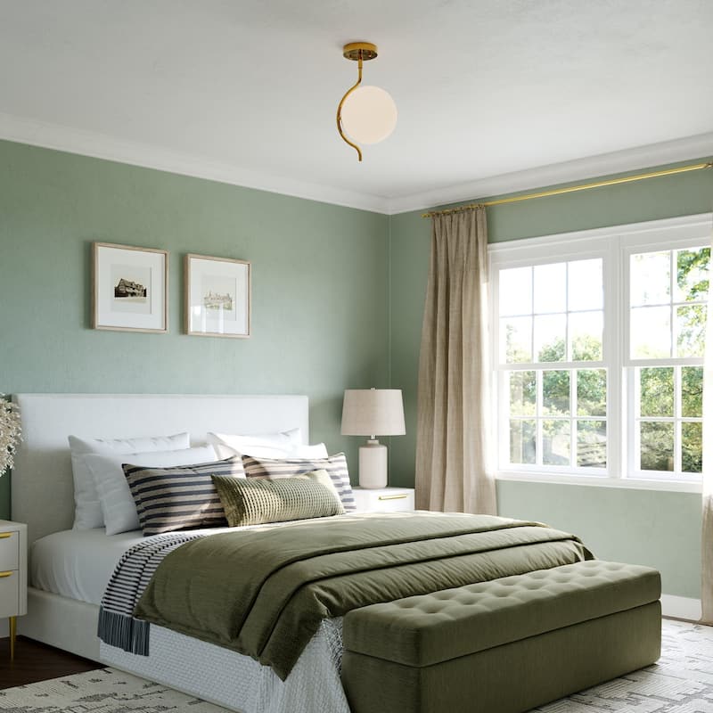 Adaline Modern Dimmable Glass Semi Flush Mount Ceiling Lighting with White Jade Glass