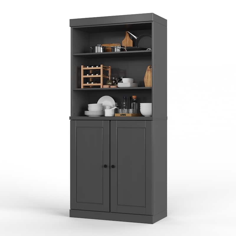 100% Solid Wood 32" Kitchen Pantry Cabinet with 2 Doors by Palace Imports