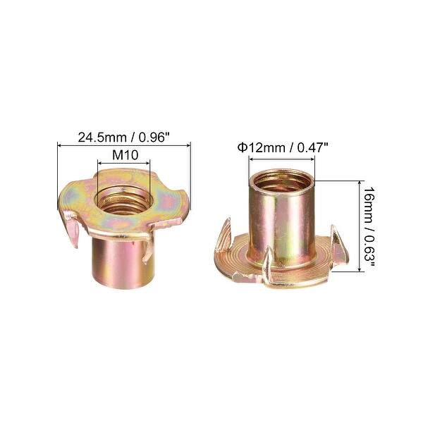 M10x16mm T-Nuts 4 Pronged Tee Nut Threaded Inserts for Wood 80pcs ...