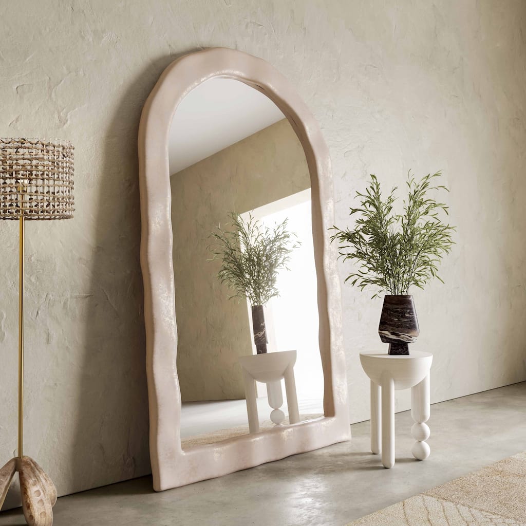 Kaia Cream Textured Floor Mirror