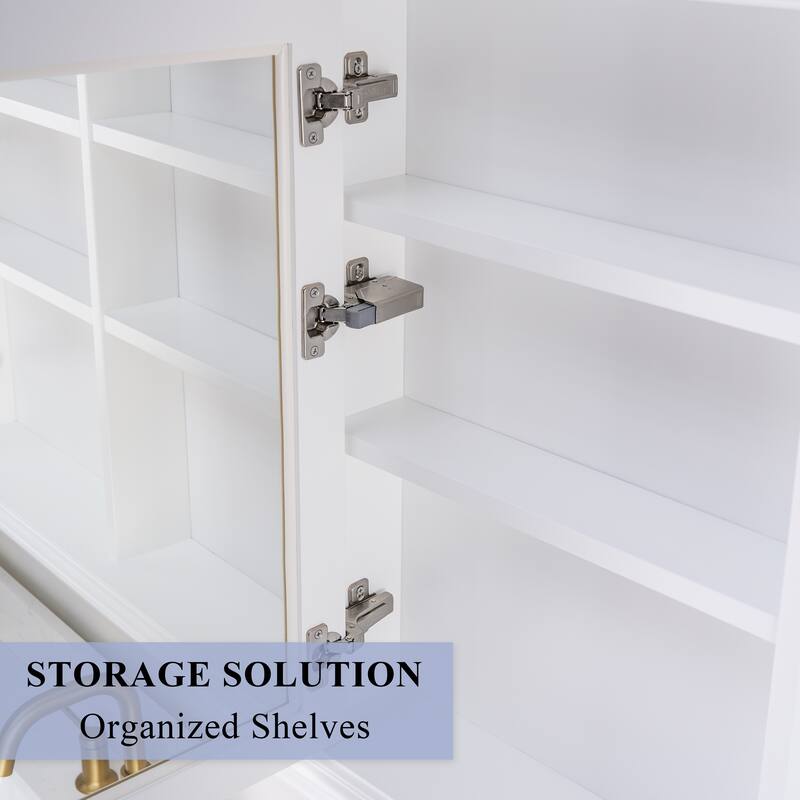 40"W X30"H Surface Mount Solid Wood Framed Medicine Cabinet With Soft-close door And Wooden Shelves