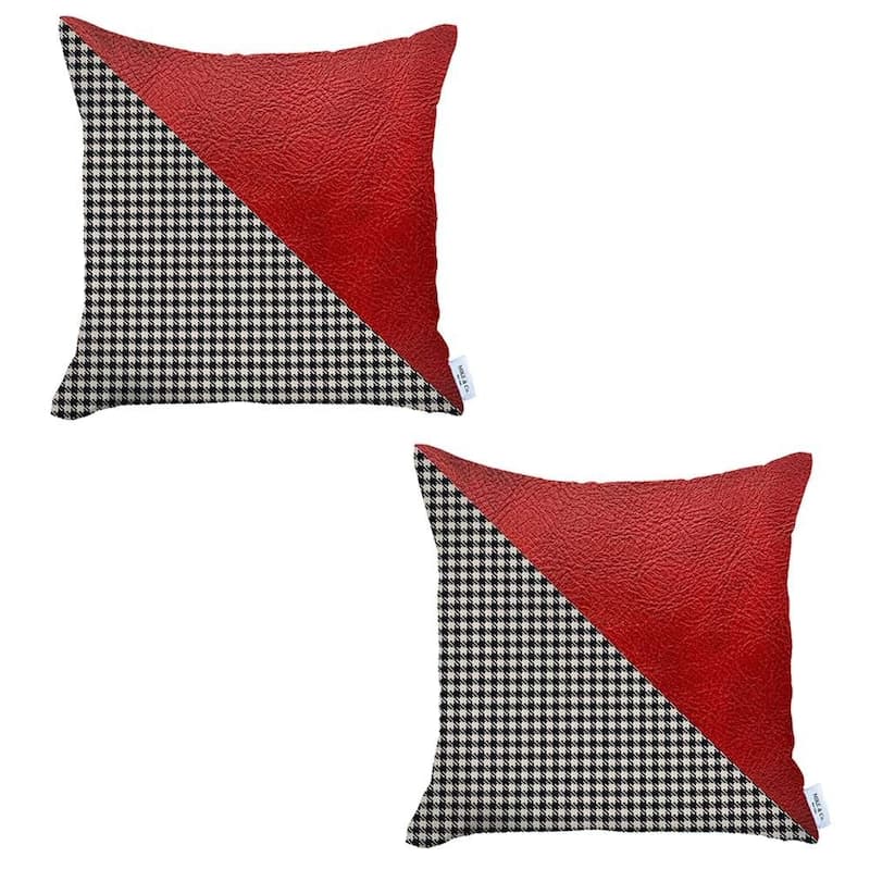 Set of 2 Houndstooth Faux Leather Pillow Covers Bed Bath & Beyond