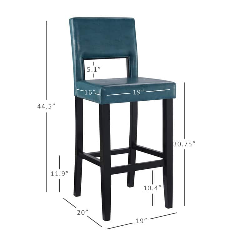 Linon Warren Faux Leather Aegean-Blue 30-inch Bar Stool