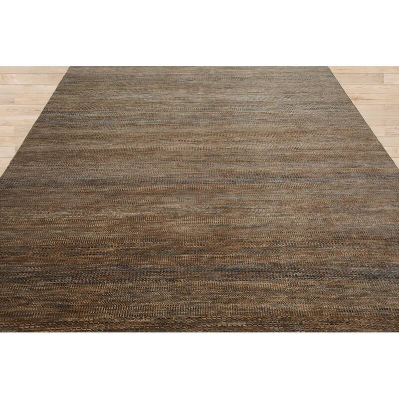 Moss Tibetan Wool & Bamboo Silk Hand Knotted Rug Geometric Style - 8' x 10'