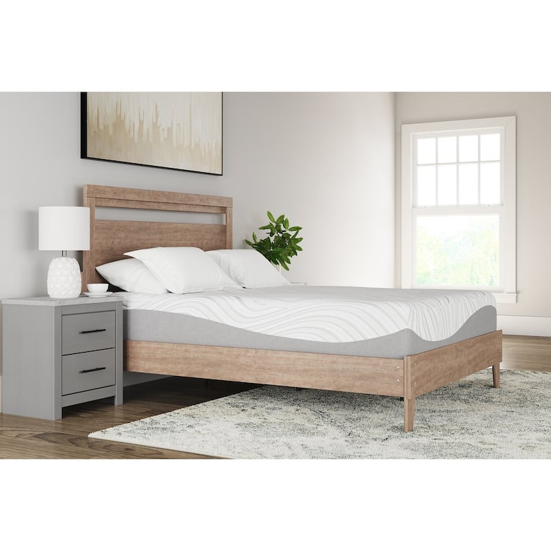 Signature Design by Ashley Memory Foam White 12 Inches Medium Mattress - White/Grey - Queen