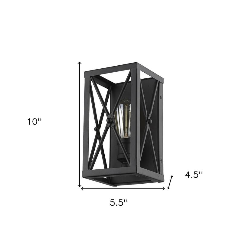Steel Geometric Wall Sconce with Open Frame Dimmable, Hardwired - 4.5” x 5.5” x 10” (D x W x H)