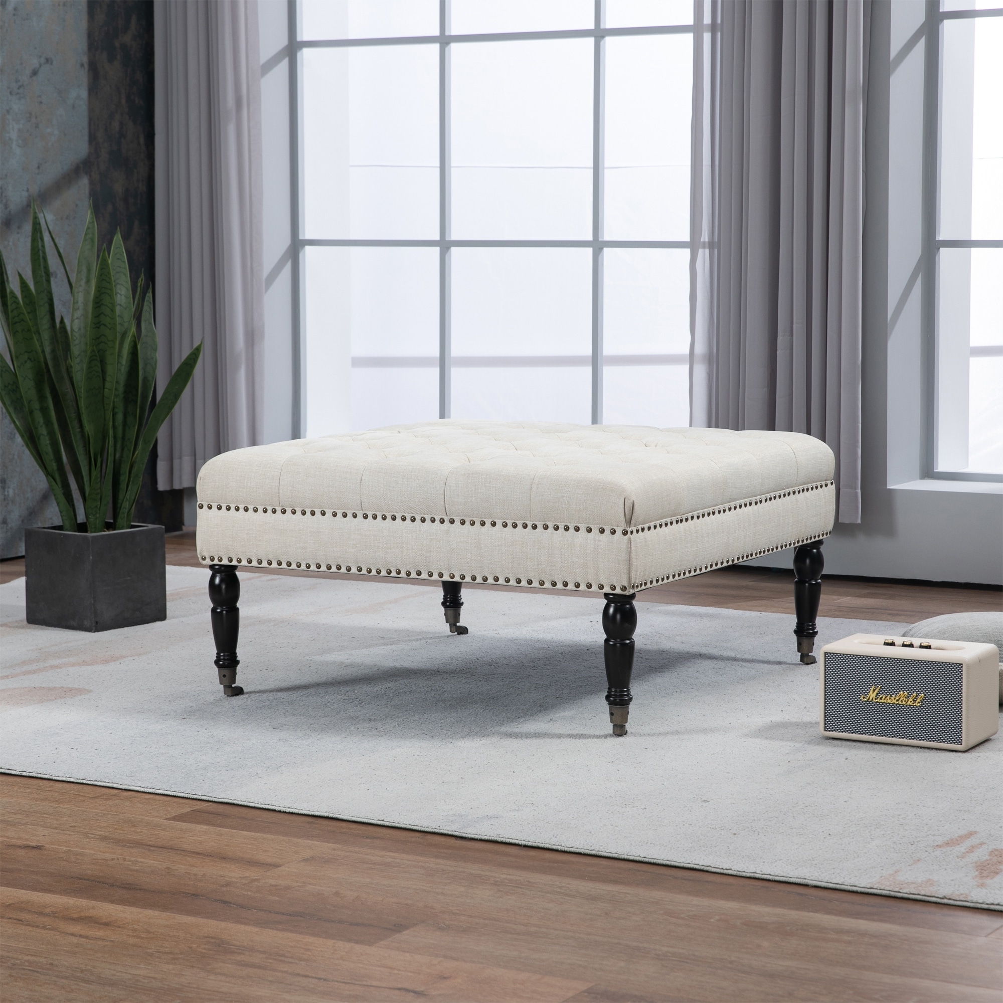 Warehouse of Tiffany Beatrice 34-in Pleated Tufted Linen Cocktail