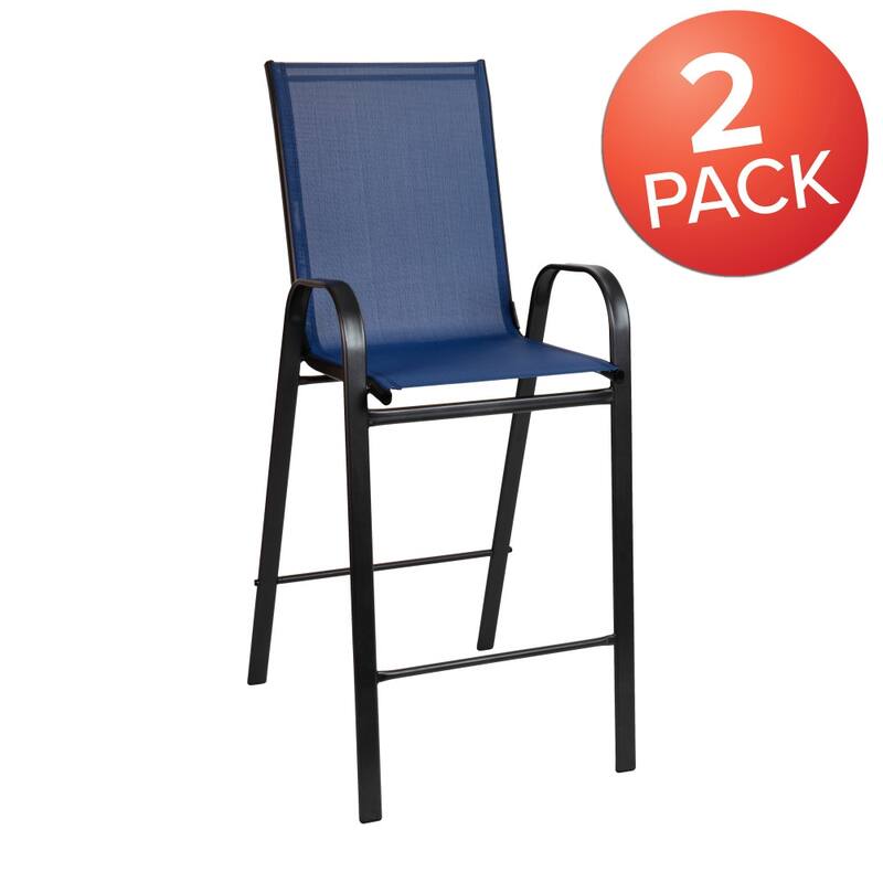 2 Pack Outdoor Barstools with Flex Comfort Material-Patio Stool