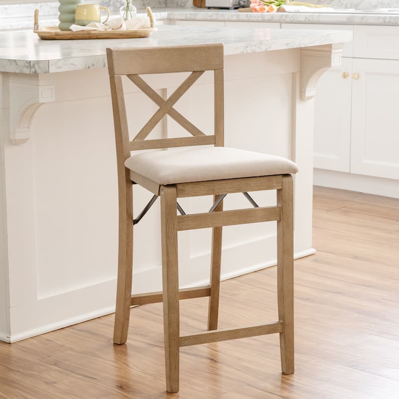 Linon 24-Inch Folding Counter Stool - Greywash/Fabric