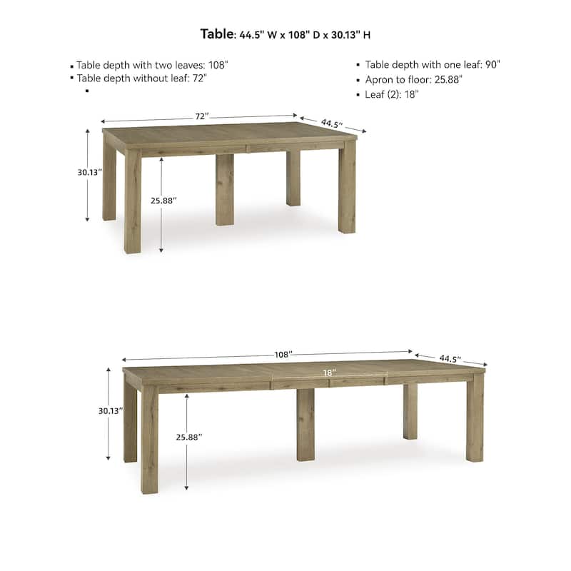 Signature Design by Ashley Galliden Light Brown Dining Extension Table - 44.5" W x 108" D x 30.13" H