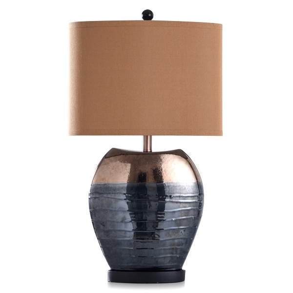 Navy and copper table lamp hotsell