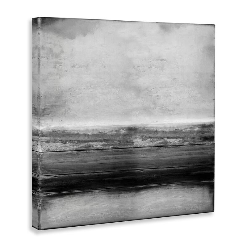 Stupell Monochromatic Grey Rustic Abstraction Layered Shades Canvas Wall Art
