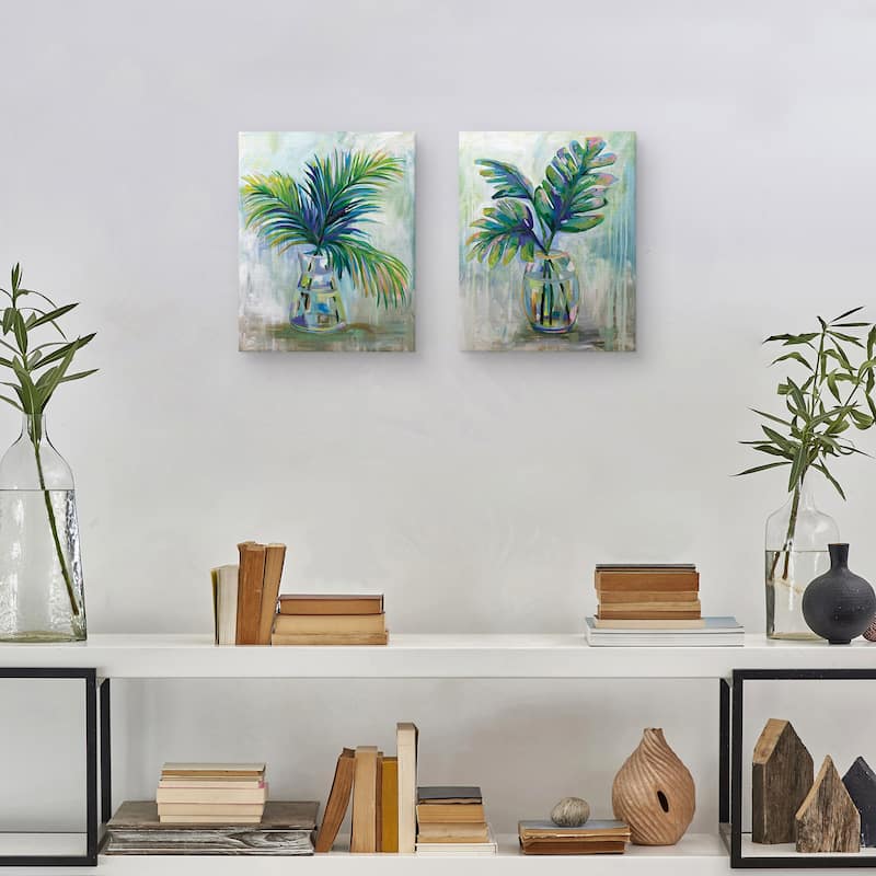 Palm Leaves I-II by Jeanette Vertentes Canvas Art Prints