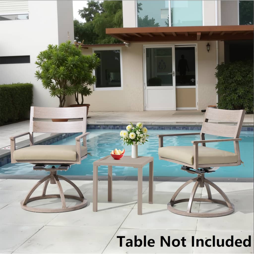 Outdoor Patio Swivel Aluminum Dining Chairs with Sunbrella Fabric Cushion