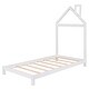 preview thumbnail 17 of 70, Wooden Platform Bed with Wood Slat Support, Modern Solid Wood Kids Bed Frame with House-shaped Headboard, No Box Spring Needed