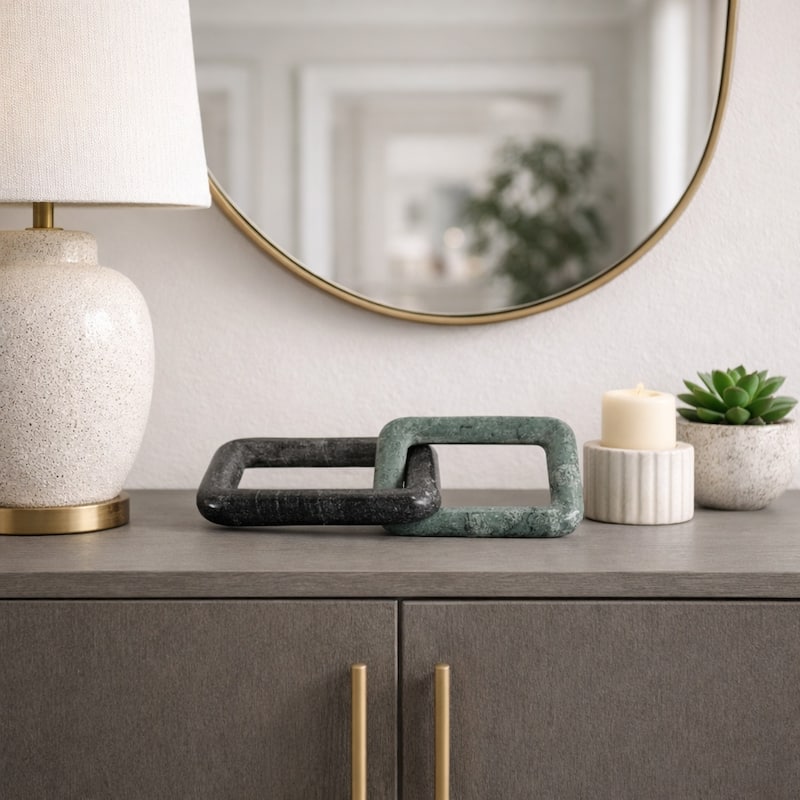 Decorative Marble Square Link Sculpture - Figurine Object