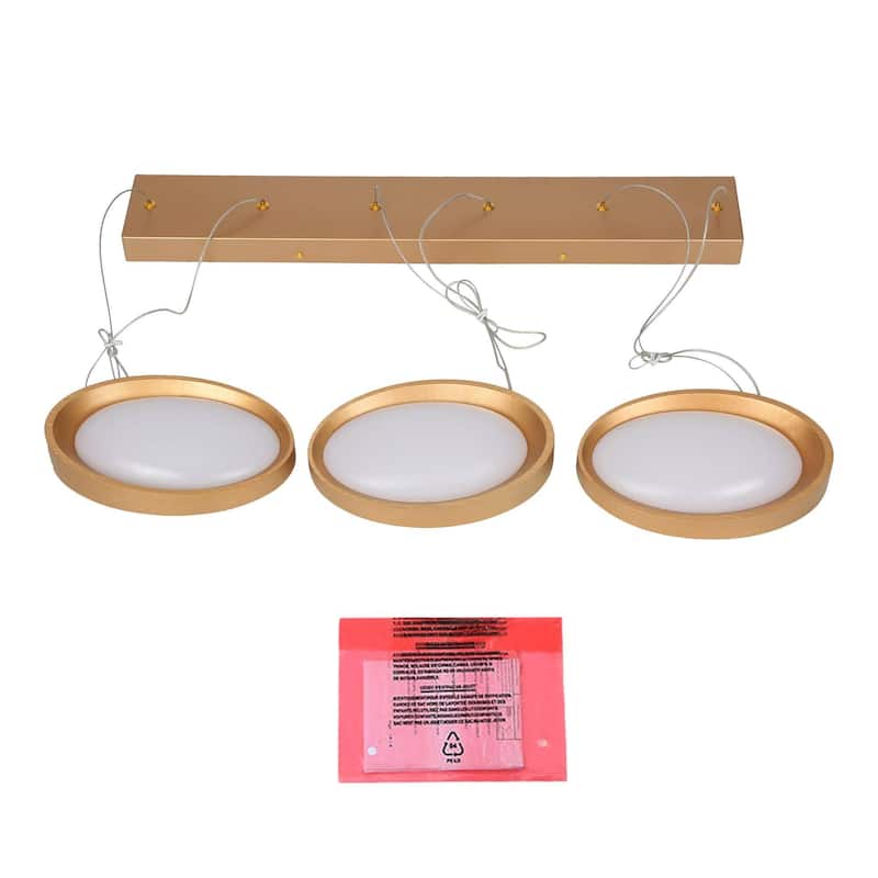 Modern 3-Light Wire Linear Dome LED Chandelier Metal Kitchen Pendant Light - 30"L x 6"W x 62"H