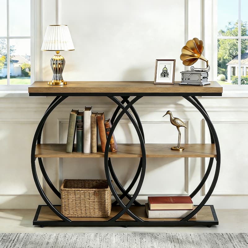 41.3" Console Table with Shelves, 3-Tier Entryway Table for Living Room, Hallway, Foyer