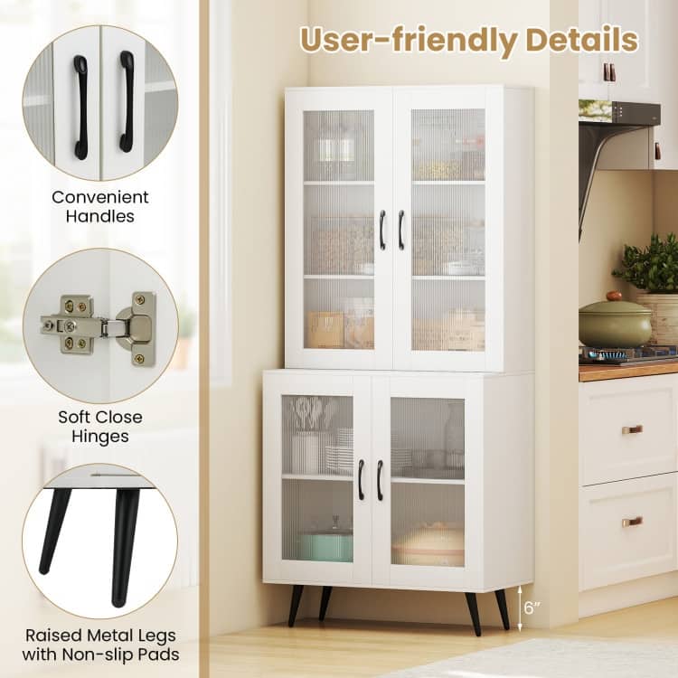 Engineered Wood and Metal Pantry Cabinet with Adjustable Shelves - 31.5" x 16" x 70.5"