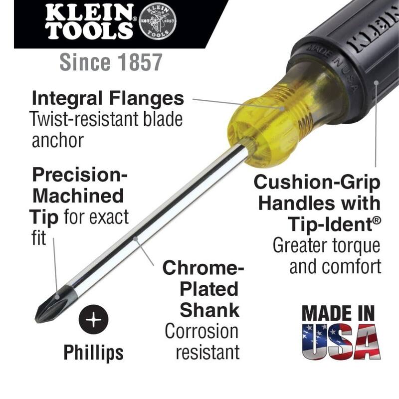 603-1 Stubby Screwdriver, 2 Phillips 1-1/2" Cushion Grip Handle