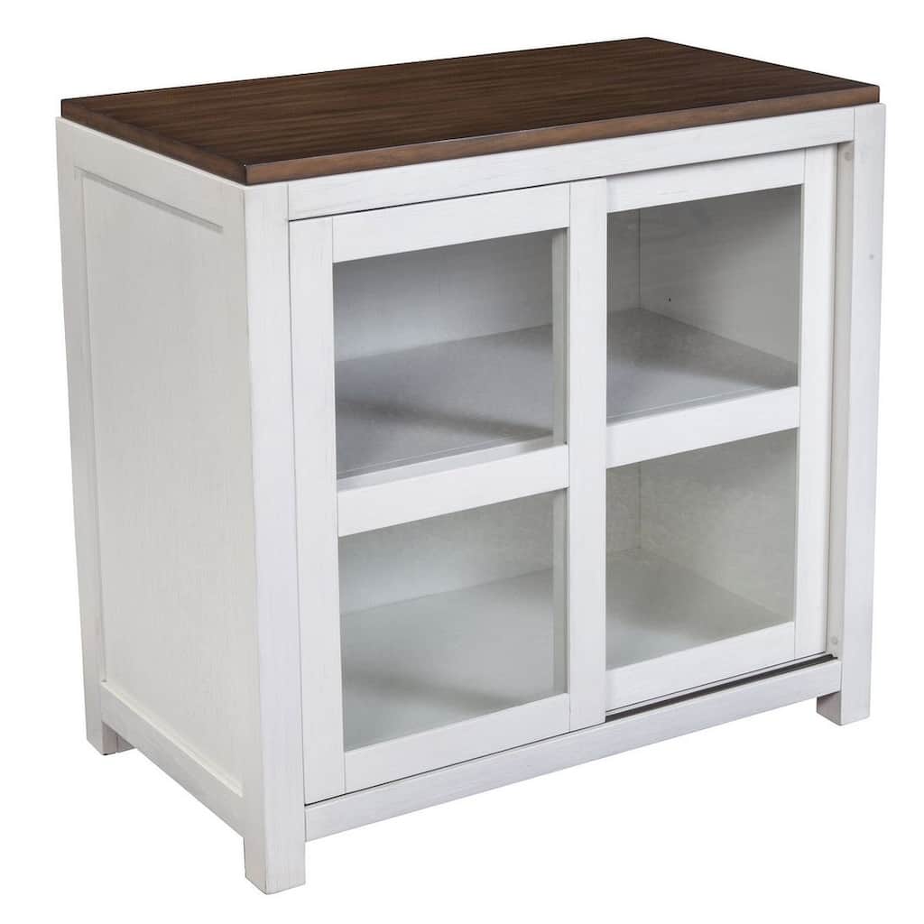 Alpine Furniture Donham Small Wood Display Cabinet in Brown and White