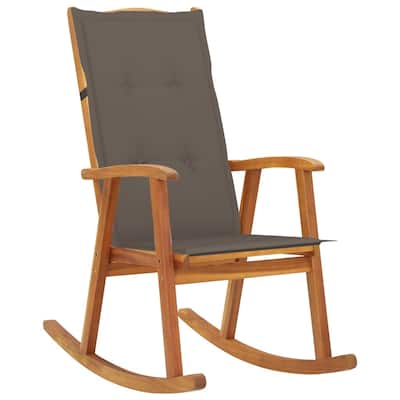 vidaXL Rocking Chair with Cushions Solid Acacia Wood - 22.4" x 39.4" x 46.1"