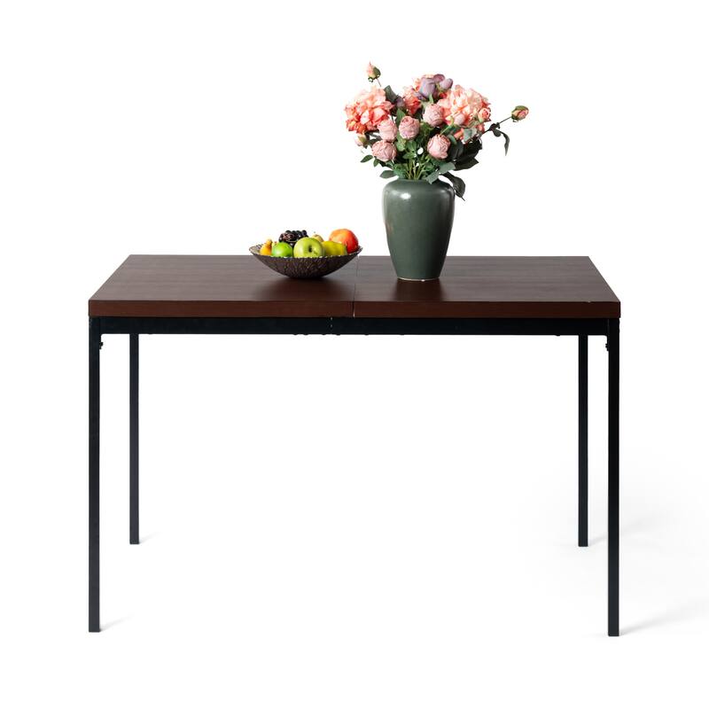 Homy Casa 47.2" Rectangular Dining Table with Wood-Look Top and Metal Frame for Modern Dining Rooms