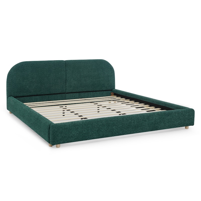 King Size Upholstered Bed Frame with Tall Headboard