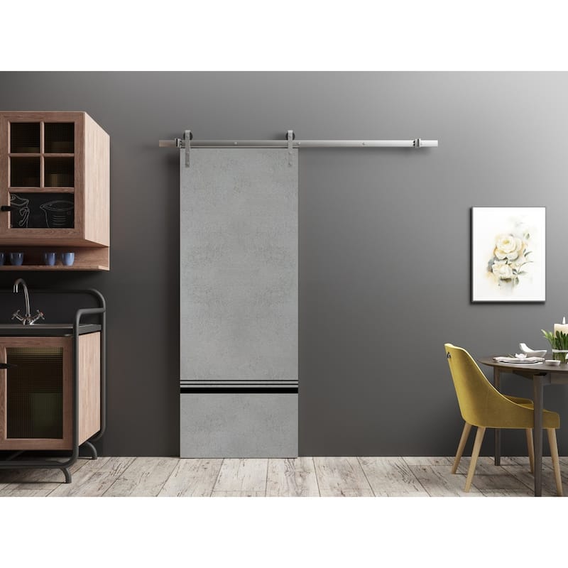 Sturdy Barn Door 36 x 80 Planum 0012 Concrete with 6.6FT