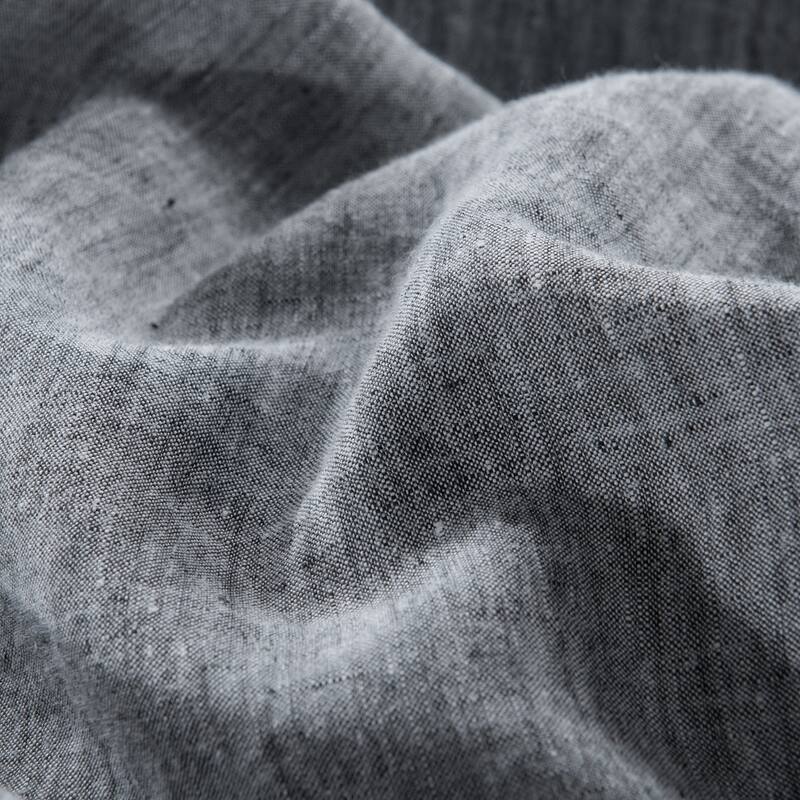 WHOLINENS 100 Percent French Linen Chambray Duvet Cover Set 3Pcs