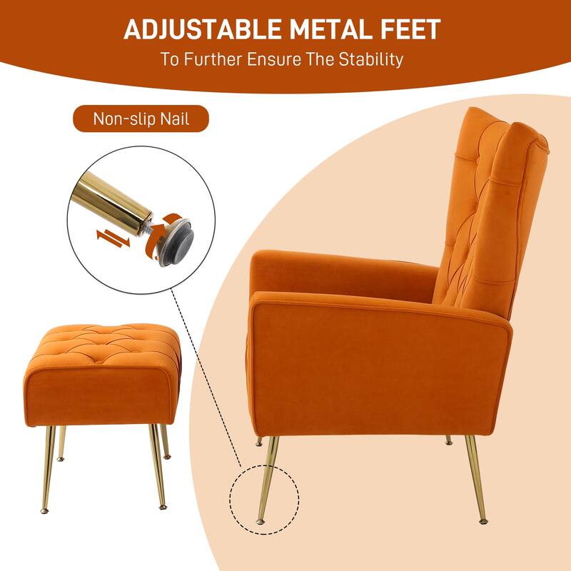 Ouyessir Upholstered Tufted Accent Chair with Ottoman